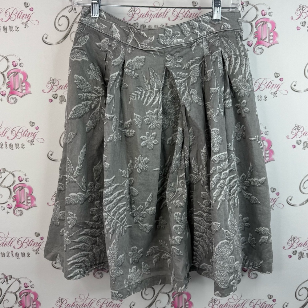 Mexx skirt flowy white grey floral flowers pleated Circle Skirt
